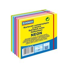 Cub notite autoadezive 76 x 76 mm, 400 file, 6 culori neon, DONAU - Papet