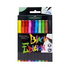 Carioci cu varf pensula, FABER-CASTELL Black Edition, 10 buc/set - Papet