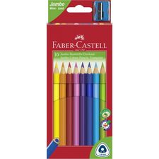 Creioane colorate FABER-CASTELL Jumbo, ascutitoare, 10 culori/set - Papet
