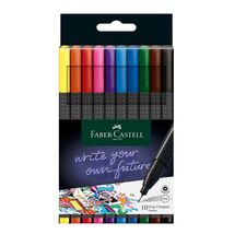 Fineliner 0.4 mm cu grip, FABER-CASTELL Neon, 10 culori/set - Papet