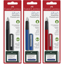 Stilou FABER-CASTELL School +, set 6 rezerve, ALEGE CULOAREA: Negru - Papet