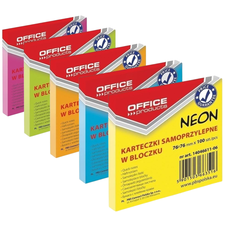 Notes autoadeziv 76 x 76 mm, 100 file, culori neon, OFFICE PRODUCTS, ALEGE CULOAREA: Galben Neon - Papet
