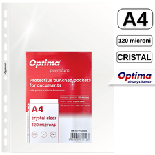 File protectie cristal, 120 microni, 100 buc/set, A4, OPTIMA Premium - Papet