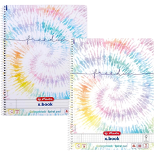 Caiet A4 cu spirala, 80 file, HERLITZ, New Batik Freedom, ALEGE LINIATURA: Matematica - Papet