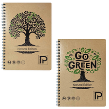 Caiet A5 cu spirala dubla, 96 file, coperta carton, PAPERLAND Natural Edition, ALEGE LINIATURA: Matematica - Papet
