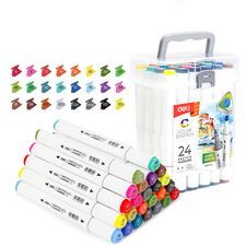 Set sketch marker cu 2 capete, 24 culori/set, DELI Color Emotion - Papet
