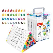 Set sketch marker cu 2 capete, 36 culori/set, DELI Color Emotion - Papet
