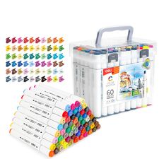 Set sketch marker cu 2 capete, 60 culori/set, DELI Color Emotion - Papet