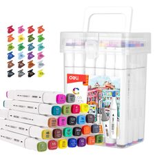 Set sketch marker cu 2 capete, uscare rapida, 24 culori/set, DELI Color Emotion - Papet