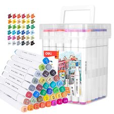 Set sketch marker cu 2 capete, uscare rapida, 36 culori/set, DELI Color Emotion - Papet