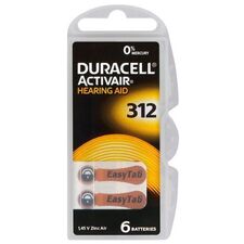 Baterii aparat auditiv 312A 160mAh 1.4V, DURACELL, 6 buc/set - Papet