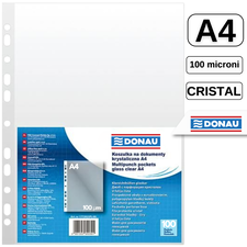 File protectie cristal, 100 microni, 100 buc/set, A4, DONAU - Papet