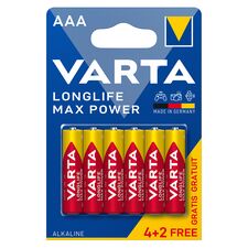 Baterie alcalina VARTA Longlife Max Power AAA LR3, 1.5V, 4+2 gratis - Papet