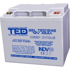 Acumulator AGM VRLA 12V GEL Deep Cycle, 46 Ah, dimensiuni 197 x 165 x 170 M6, TED Electric - Papet