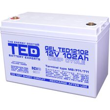 Acumulator AGM VRLA 12V, 102Ah GEL Deep Cycle, dimensiuni 329 x 172 x 212 mm F12 M8, TED Electric - Papet