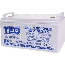 Acumulator AGM VRLA 12V GEL Deep Cycle, 123 Ah, dimensiuni 405 x 173 x 218 F11 M8, TED Electric - Papet