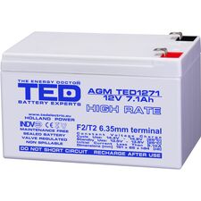 Acumulator AGM VRLA 12V High Rate, 7.1 Ah, dimensiuni 151 x 65 x 94 F2, TED Electric - Papet