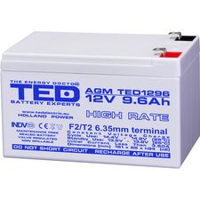 Acumulator AGM VRLA 12V High Rate, 9.6 Ah, dimensiuni 151 x 65 x 94 F2, TED Electric - Papet