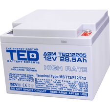 Acumulator AGM VRLA 12V High Rate, 28.5 Ah, dimensiuni 175 x 165 x 125 M5, TED Electric - Papet