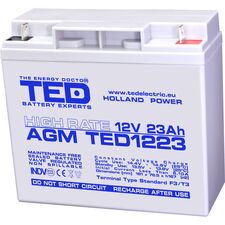 Acumulator AGM VRLA 12V High Rate, 23 Ah, dimensiuni 181 x 76,5 x 167 F3, TED Electric - Papet