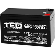 Acumulator AGM VRLA 12V, 7.1 Ah, dimensiuni 151 x 65 x 94 F1, TED Electric - Papet