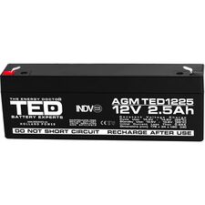 Acumulator AGM VRLA 12V, 2.5 Ah, dimensiuni 178 x 34 x 60 F1, TED Electric - Papet