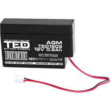 Acumulator AGM VRLA 12V 0,9Ah cu fir, dimensiuni 6 x 25 x 62 mm, TED Electric - Papet