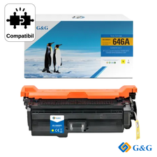 Cartus toner compatibil G&G Yellow CF032A 646A, pentru HP LaserJet CM4540, 12.500 pagini - Papet
