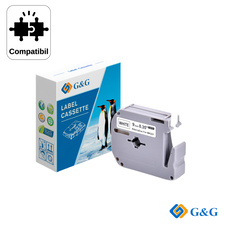 Banda etichete compatibila G&G MK231, negru pe alb, 12mm x 8m, compatibil Brother - Papet