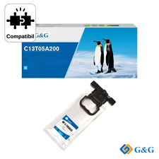 Cartus inkjet compatibil G&G Cyan XL C13T05A200, pentru Epson WorkForce Pro WF-C878RDWF, 215 ml - Papet