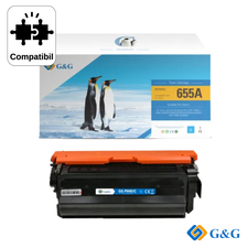 Cartus toner compatibil G&G Cyan CF451A 655A, pentru HP LaserJet Enterprise M652N,10.500 pagini - Papet