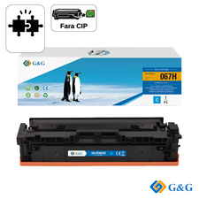 Cartus toner compatibil G&G Cyan CRG‑067C, fara cip, pentru Canon i‑Sensys MF655Cdw, 1.250 pagini - Papet