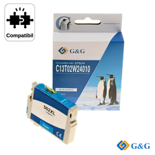Cartus inkjet compatibil G&G Cyan 502XL C13T02W24010, pentru Epson WorkForce WF-2860DWF, 470 pagini - Papet