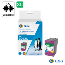 Cartus inkjet remanufacturat G&G Color 304XL N9K07AE pentru HP DeskJet 2620, 200 pagini - Papet