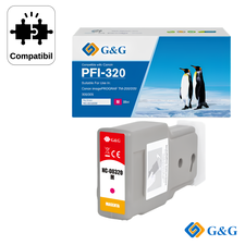 Cartus inkjet compatibil G&G Magenta PFI‑320M, pentru Canon IPF TM‑200/TM‑300, 300 ml - Papet