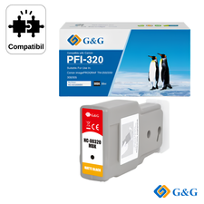 Cartus inkjet compatibil G&G Matte Black PFI‑320MB, pentru Canon IPF TM‑200/TM‑300, 300 ml - Papet