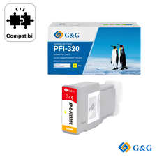Cartus inkjet compatibil G&G Yellow PFI‑320Y, pentru Canon IPF TM‑200/TM‑300, 300 ml - Papet