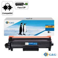 Cartus toner compatibil G&G Black TN2590, fara cip, pentru Brother HL-L2402D, 1.200 pagini - Papet