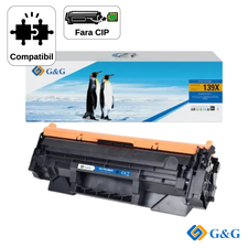 Cartus toner compatibil G&G Black W1390X 139X, fara cip, pentru HP LaserJet Pro 3002dn, 4.000 pagini - Papet