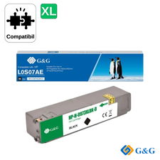 Cartus inkjet remanufacturat G&G Black XL 973X L0S07AE pentru HP PageWide Pro 452DW, 10.000 pagini - Papet