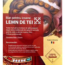Blat icoana din tei 12x17 cm, tratat manual cu 6 straturi de glet traditional, grosime 2.5 cm - Papet