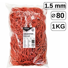 Elastice pentru bani, D 80 mm x 1.5 mm, 1 Kg, OFFICE PRODUCT, rosu - Papet