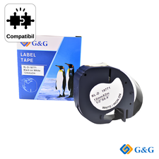 Banda continua compatibila G&G Black on White RL-D-18771, pentru Dymo LetraTag LT-100H, 12 mm x 2 m - Papet