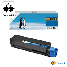 Cartus toner compatibil G&G Black 45807106, pentru OKI B412DN, 7.000 pagini - Papet