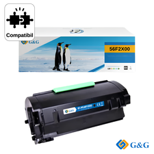 Cartus toner compatibil G&G Black 56F2X00, pentru Lexmark MS421DN, 20.000 pagini - Papet