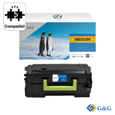 Cartus toner remanufacturat G&G Black 58D2U00, pentru Lexmark MS823DN, 55.000 pagini - Papet