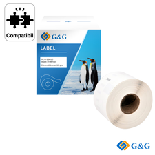 Rola etichete compatibila G&G Black on White RL-DY 99010, pentru Dymo LabelWriter 450, 28 mm x 89 mm - Papet