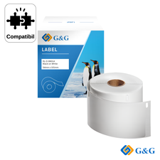 Rola etichete compatibila G&G Black on White RL-D-99014, pentru Dymo LabelWriter 450, 54 mm x 101 m - Papet