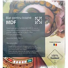 Blat icoana din MDF 19x25 cm, tratat manual cu glet traditional, grosime 18 mm - Papet