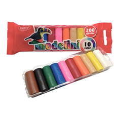 Plastilina DACO Modelini, 10 culori/set, 200 g - Papet